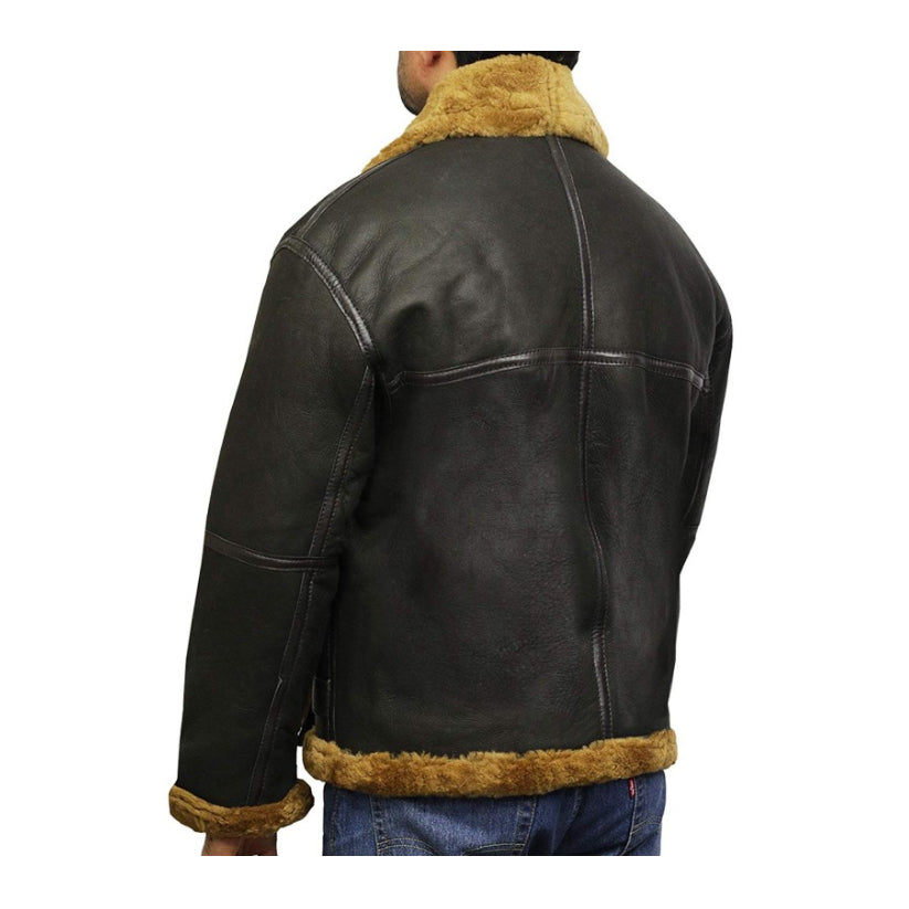 Leather Sheepskin Shearling Jacket Mens B3 RAF Aviator Flying Jacket