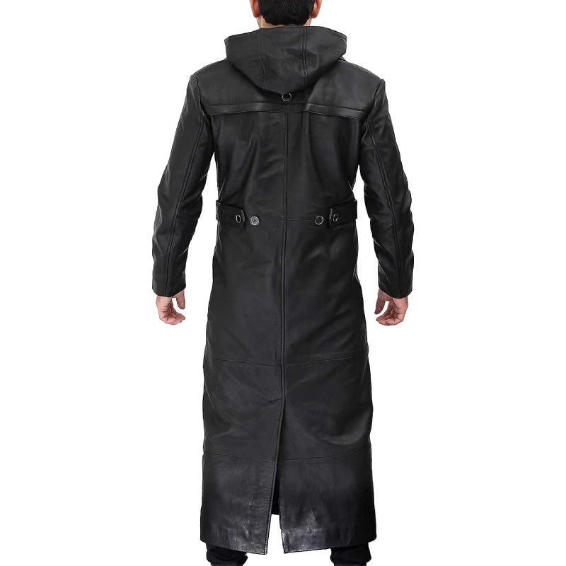 Leather Trench Coat Men's Leather Duster Overcoat Men's Jacket