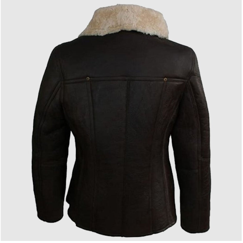 Leather Womens Aviator Sheepskin Coat