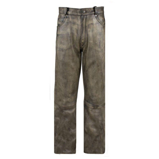 Leather pant Mens Distressed Brown Real cowhidea