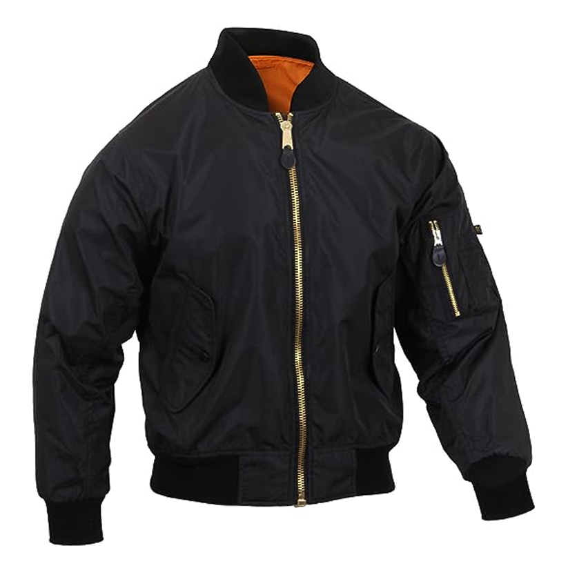 Lightweight MA-1 Flight Jacket, Military Bomber Jacket, Black