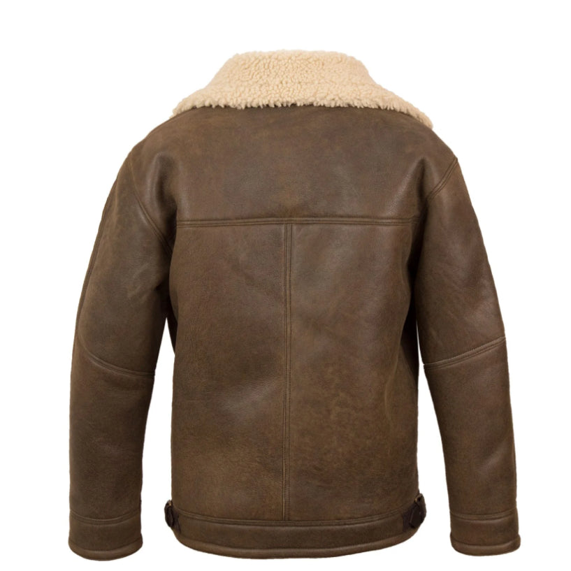 MEN'S ANTIQUE SHEARLING SHEEPSKIN LEATHER PILOT JACKET