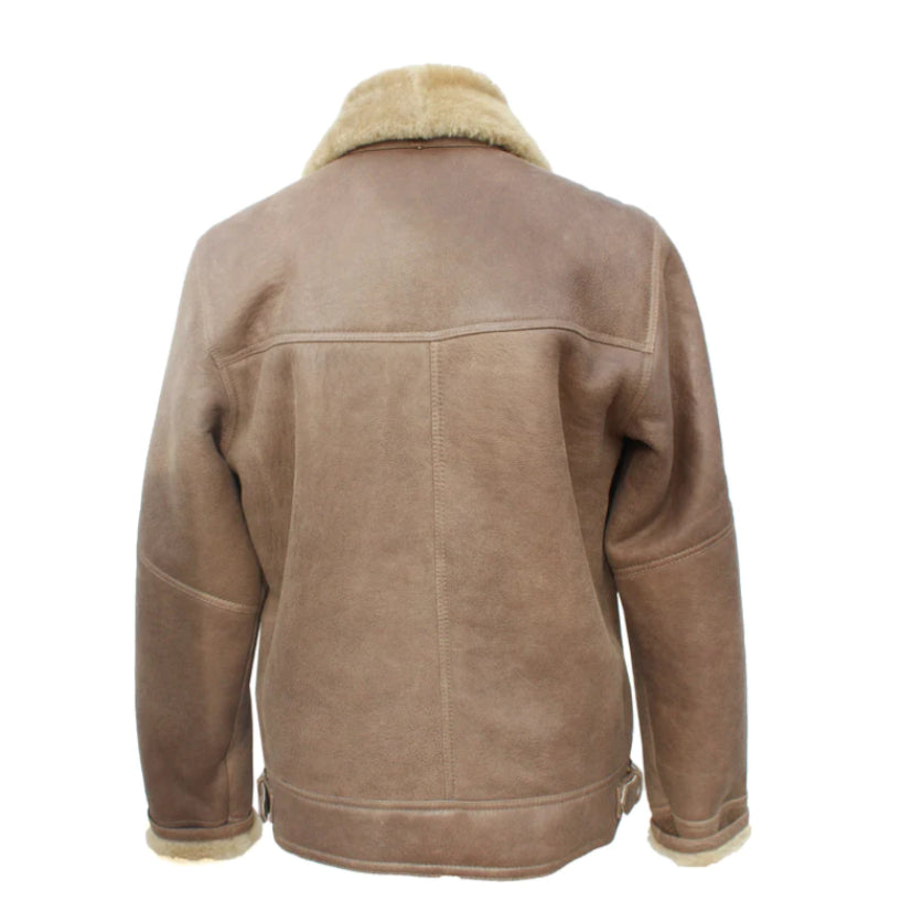 MEN'S CLASSIC CROSS ZIP SHEEPSKIN JACKET IN NUTMEG