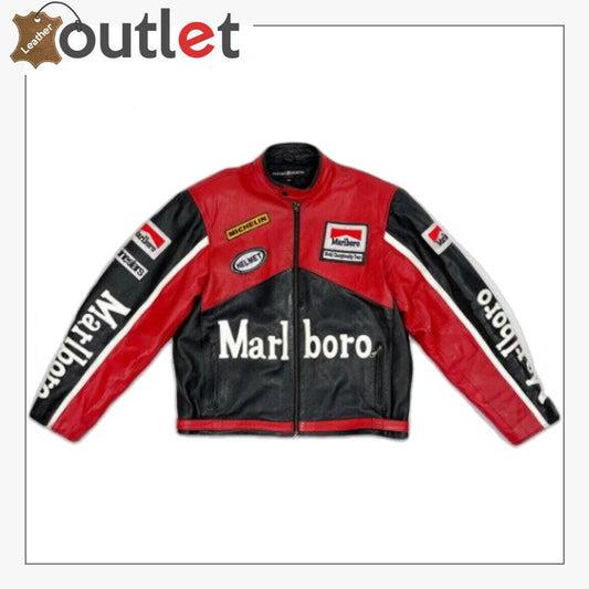 Marlboro Vintage Racing Rare Motorcycle Biker Leather Jacket