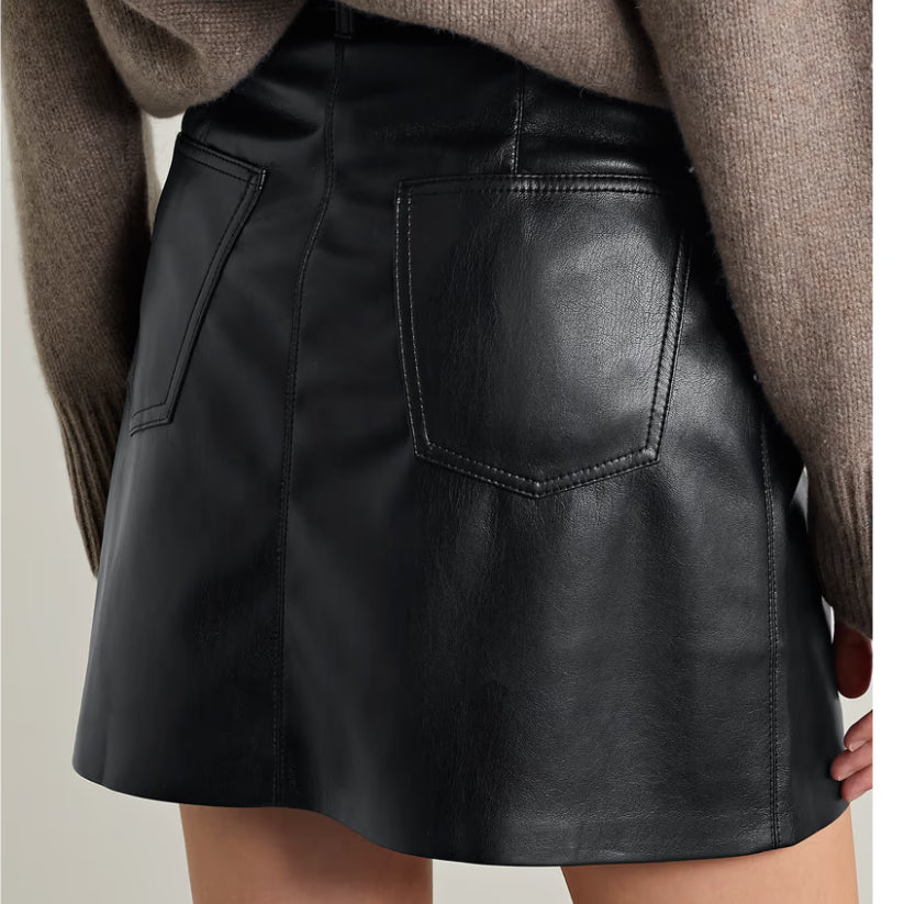 Meda Belted Vegan Leather Mini Skirt