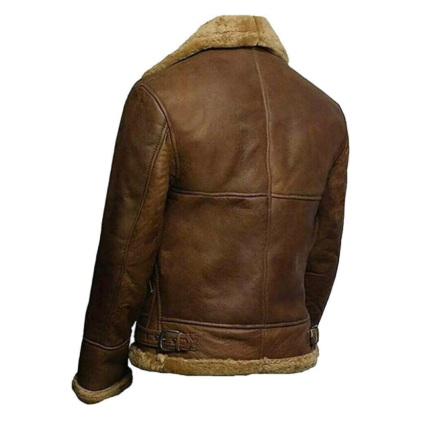 Men B3 Bomber Sheepskin Shearling Leather Jacket