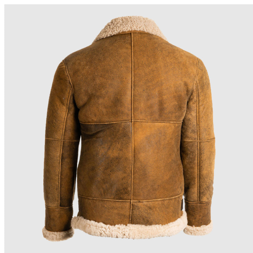 Men Brown B3 Shearling Leather Jacket