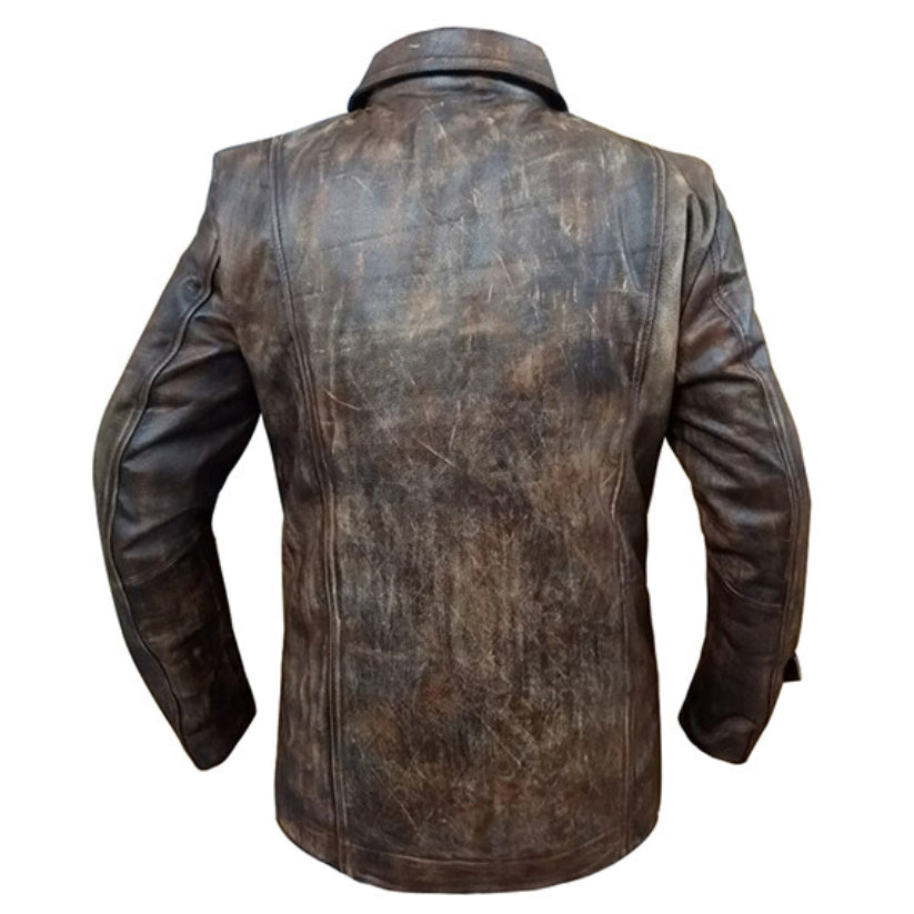 Men Brown Vintage Distressed Leather Jacket
