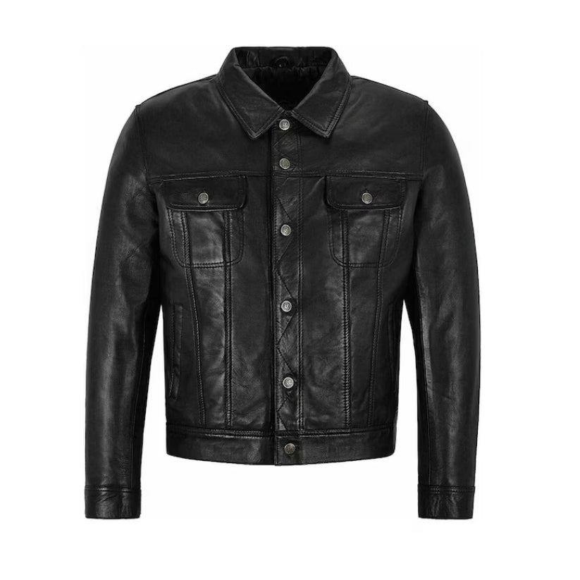 Men Classic Black TRUCKER Jacket