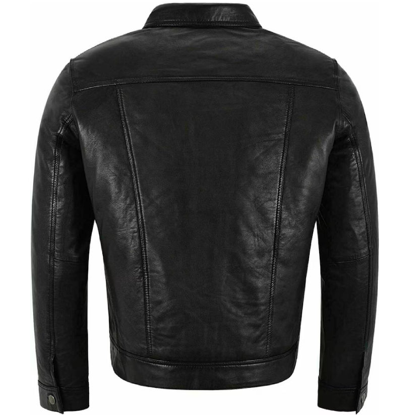Men Classic Black TRUCKER Jacket