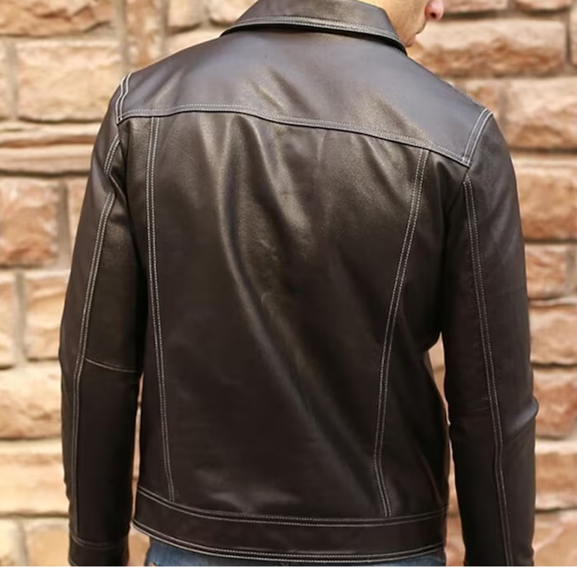 Men Cow Trucker Leather Jacket