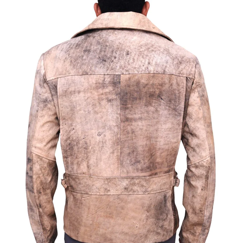 Men Distressed Brown Biker Jacket