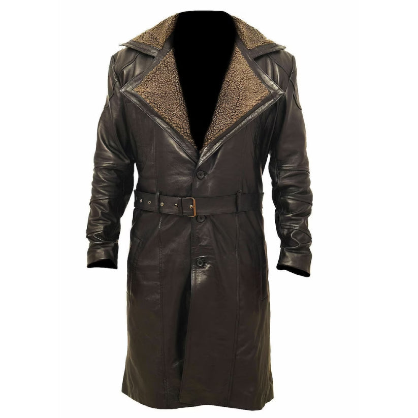 Men Genuine Leather Trench coat