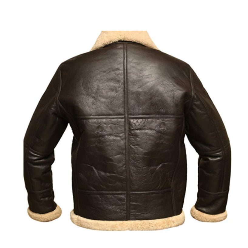 Men RAF Aviator Bomber Real Shearling Sheepskin Leather Jacket