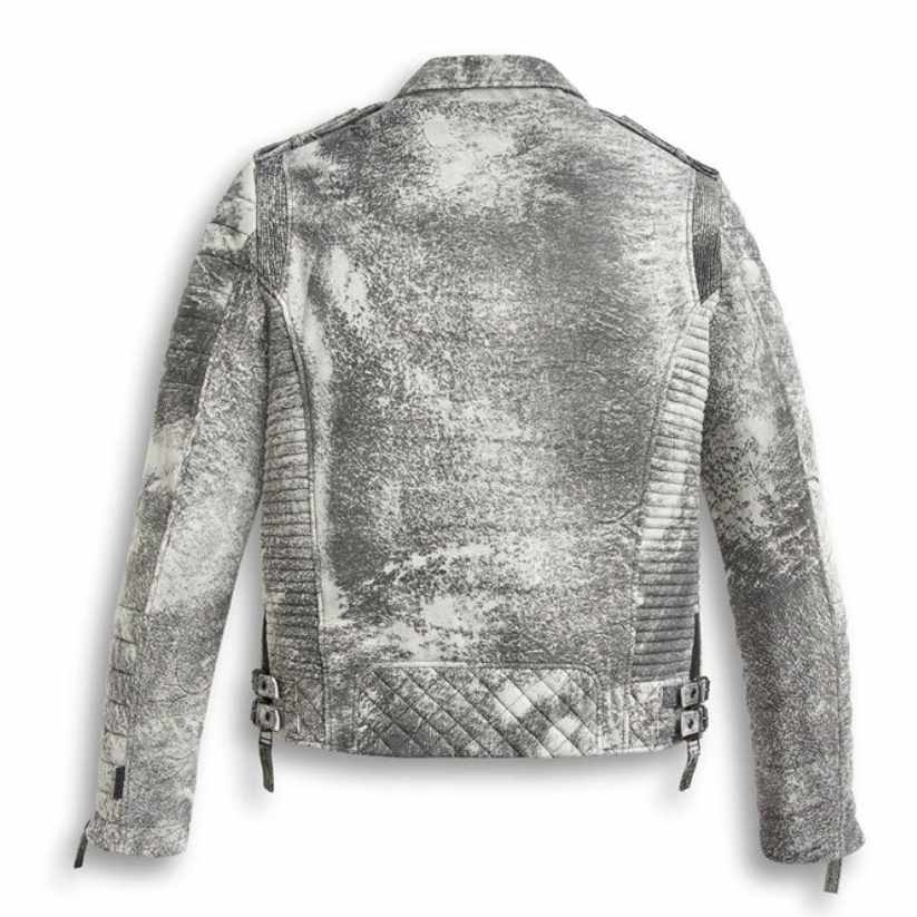 Men Storm Grey Biker Leather Motorcycle Jacket
