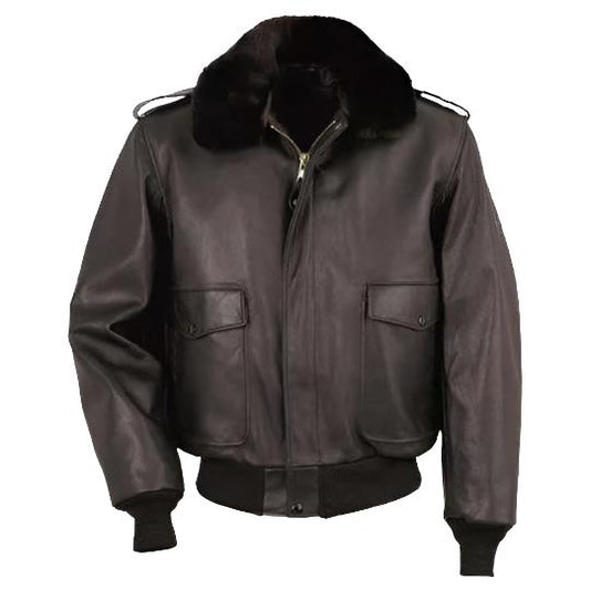 Men’s A-2 Naked Cowhide Leather Bomber Flight Jacket