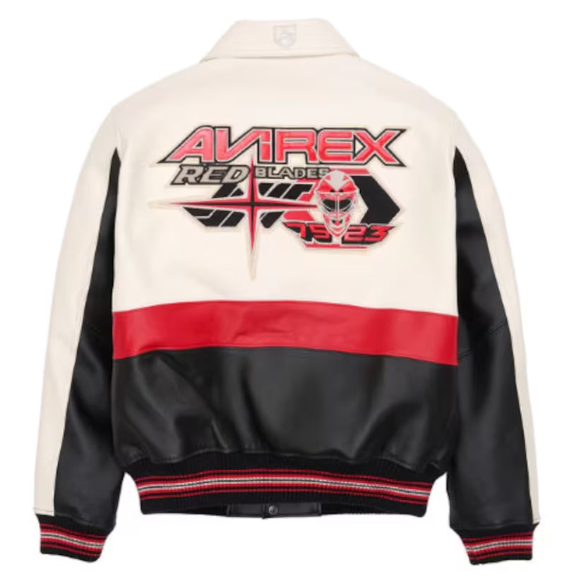 Men's American 1975 Genuine Cowhide Leather Avirex UK Red Blades Bomber Jacket