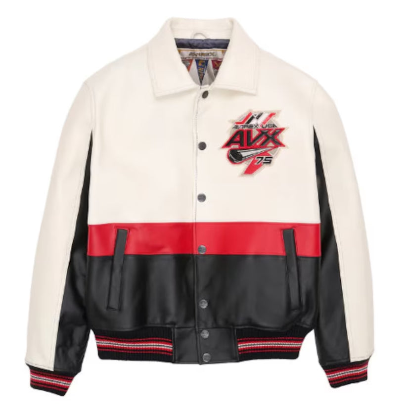 Men's American 1975 Genuine Cowhide Leather Avirex UK Red Blades Bomber Jacket
