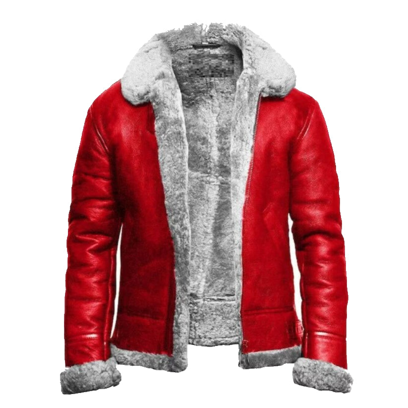 Men's B3 Bomber Shearling Red Leather Jacket