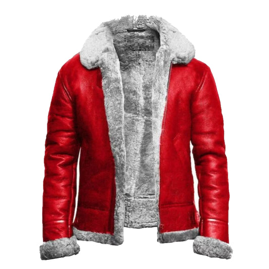 Men's B3 Bomber Shearling Red Leather Jacket