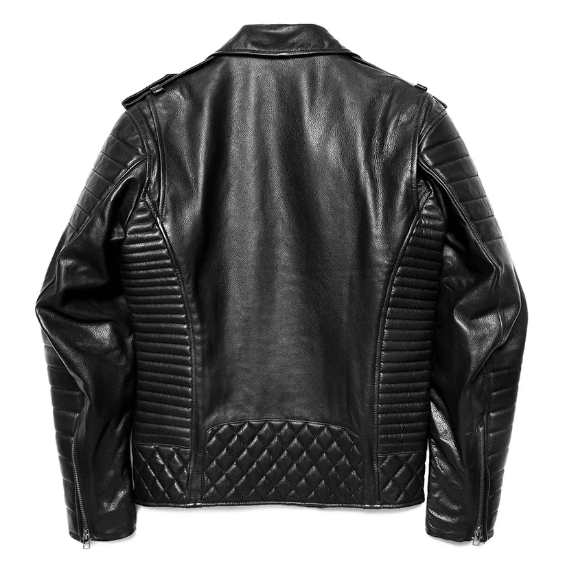 Men's Biker Leather Faux Jacket Black