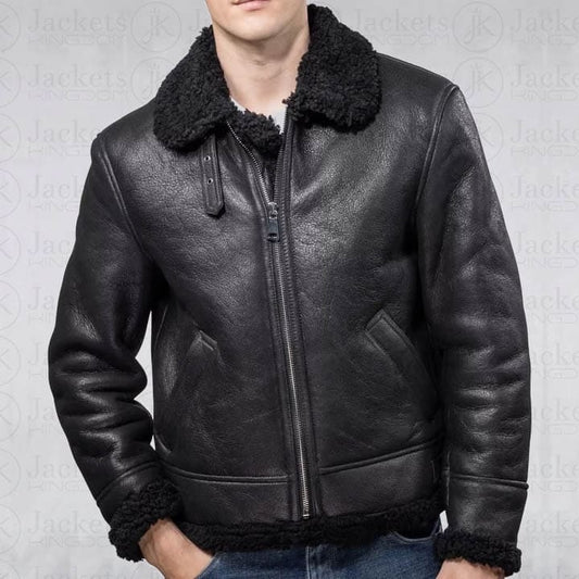 Men’s Black B3 Aviator Shearling Leather Jacket