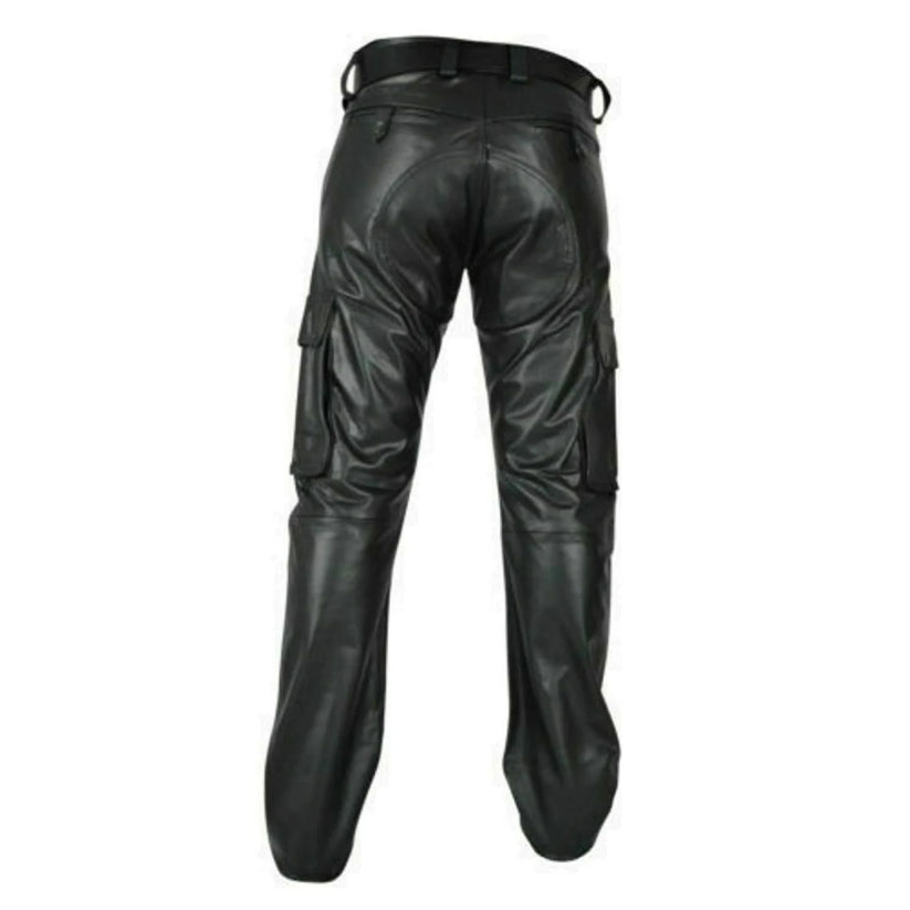 Men's Black Genuine Leather Trouser pants