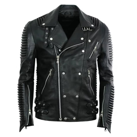 Men's Black Motorcycle Leather Jacket