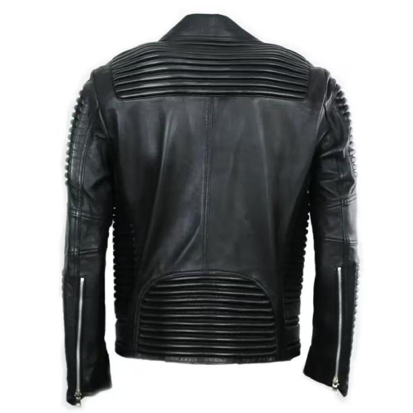 Men's Black Motorcycle Leather Jacket