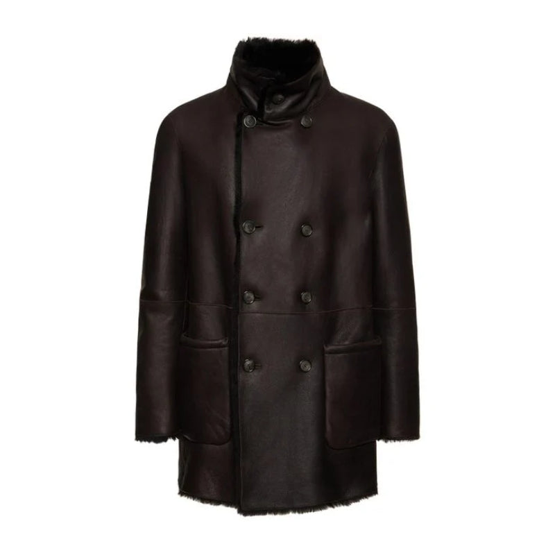 Men's Black Reversible Shearling Coat