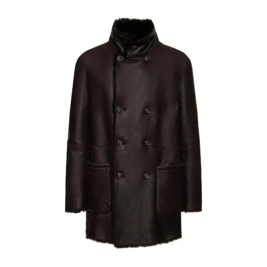 Men's Black Reversible Shearling Coat