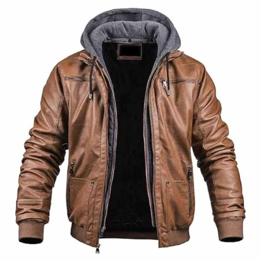 Men's Brown Bomber Lambskin Leather Jacket