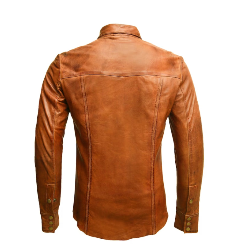 Men's Brown Pure Soft Biker Shirt
