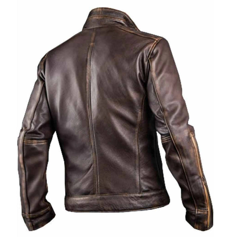 Men’s Cafe Racer Distressed Leather Jacket