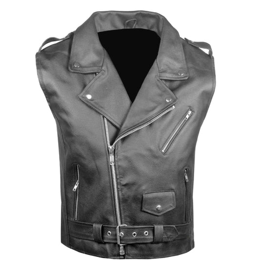 Men's Classic Leather Vest Motorcycle Biker