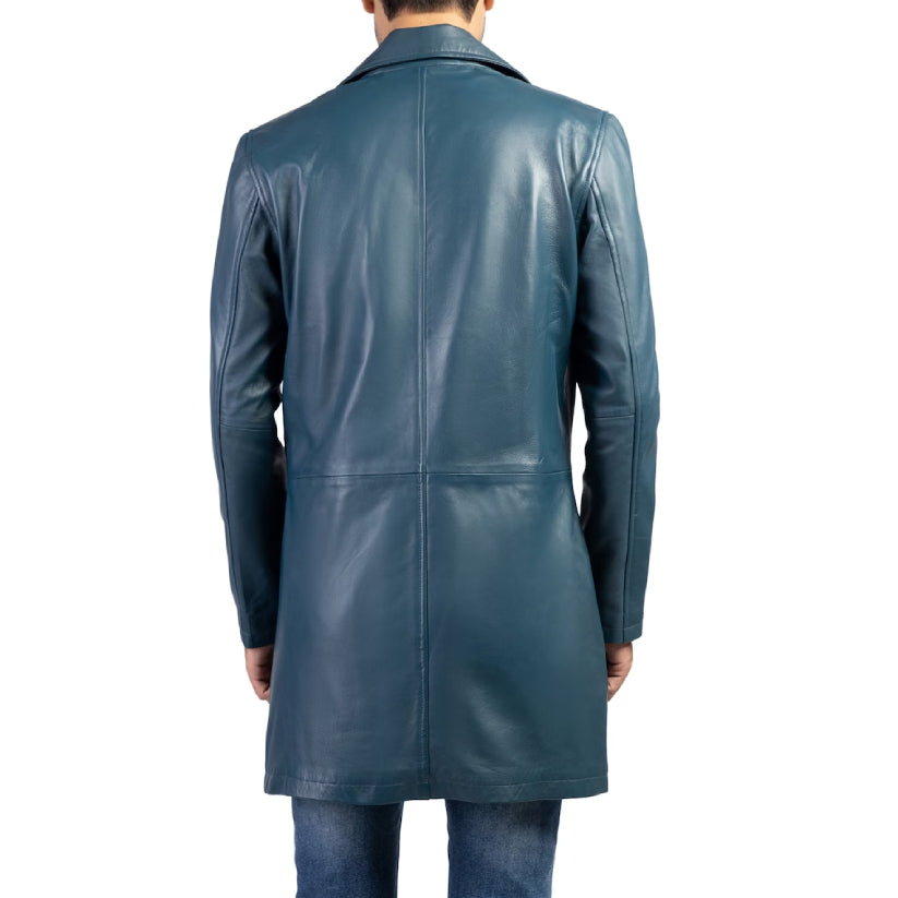 Men's Classic Real Leather Trench Coat