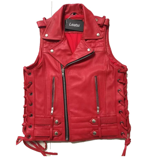 Men's Cowhide Leather Biker Vest