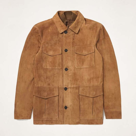 Men’s Custom Brown Suede Leather Field Jacket