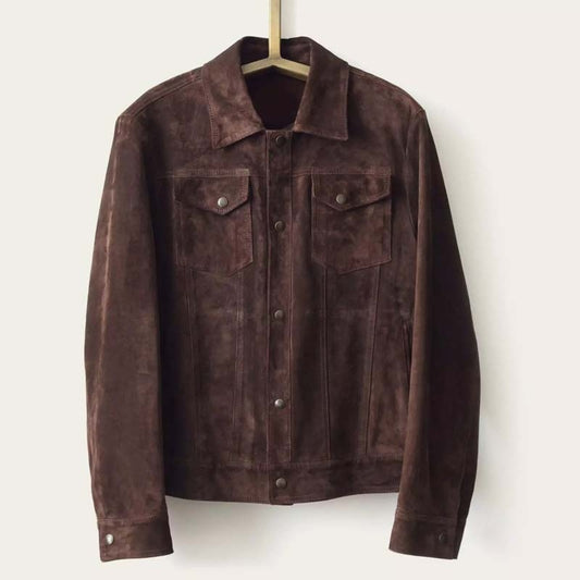 Men’s Custom Brown Suede Trucker Jacket