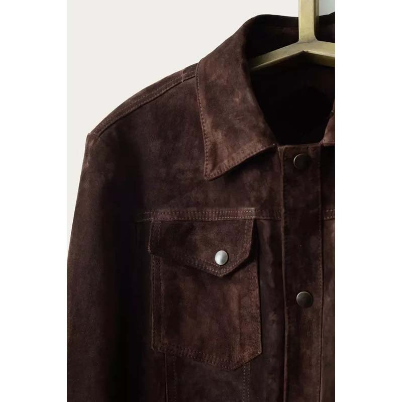 Men’s Custom Brown Suede Trucker Jacket