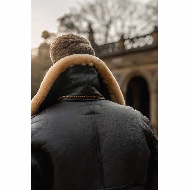 Men's Dark Brown B3 Shearling Aviator Leather Jacket