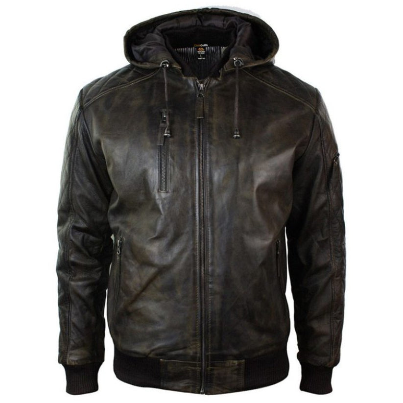 Men’s Dark Brown Distressed Leather Jacket