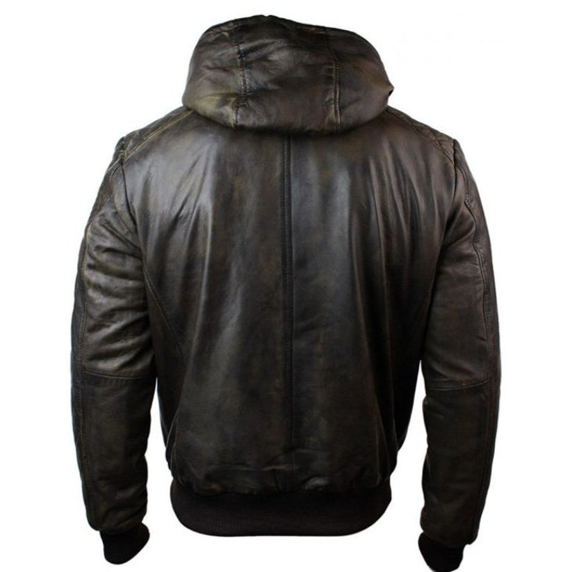 Men’s Dark Brown Distressed Leather Jacket