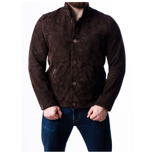 Men’s Dark Brown Suede Leather Jacket