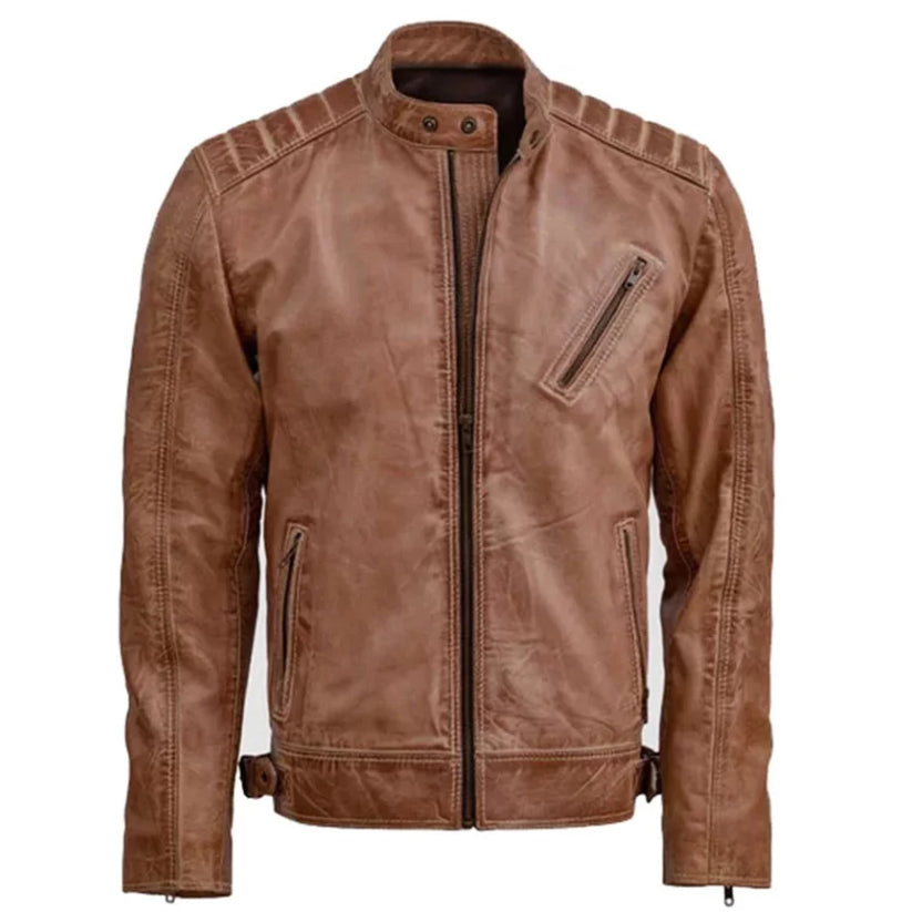 Men’s Distressed Brown Leather Jacket