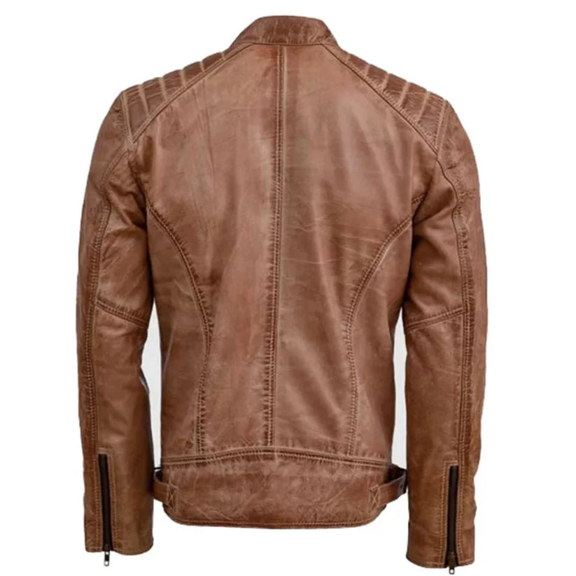Men’s Distressed Brown Leather Jacket