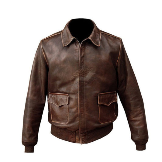 Men’s Distressed Brown Vintage Aviator Leather Jacket