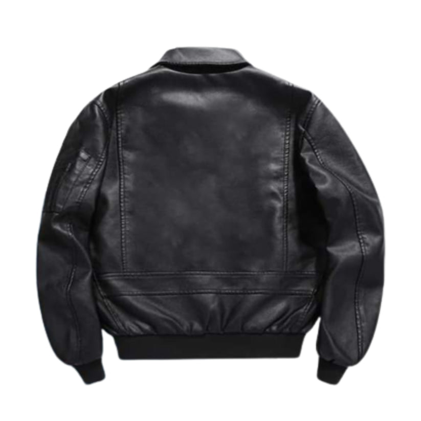 Men's Lambskin Super-Soft Air Force Bomber Flight Black Leather Jacket