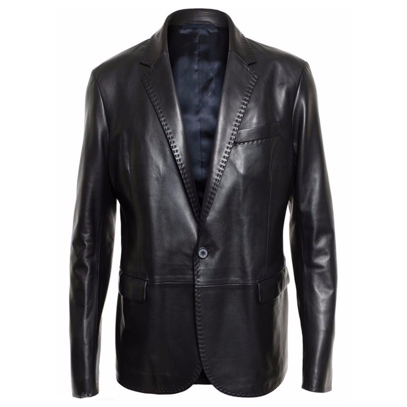 Men's Leather Blazer Genuine Soft Lambskin ONE BUTTON Sport Coat