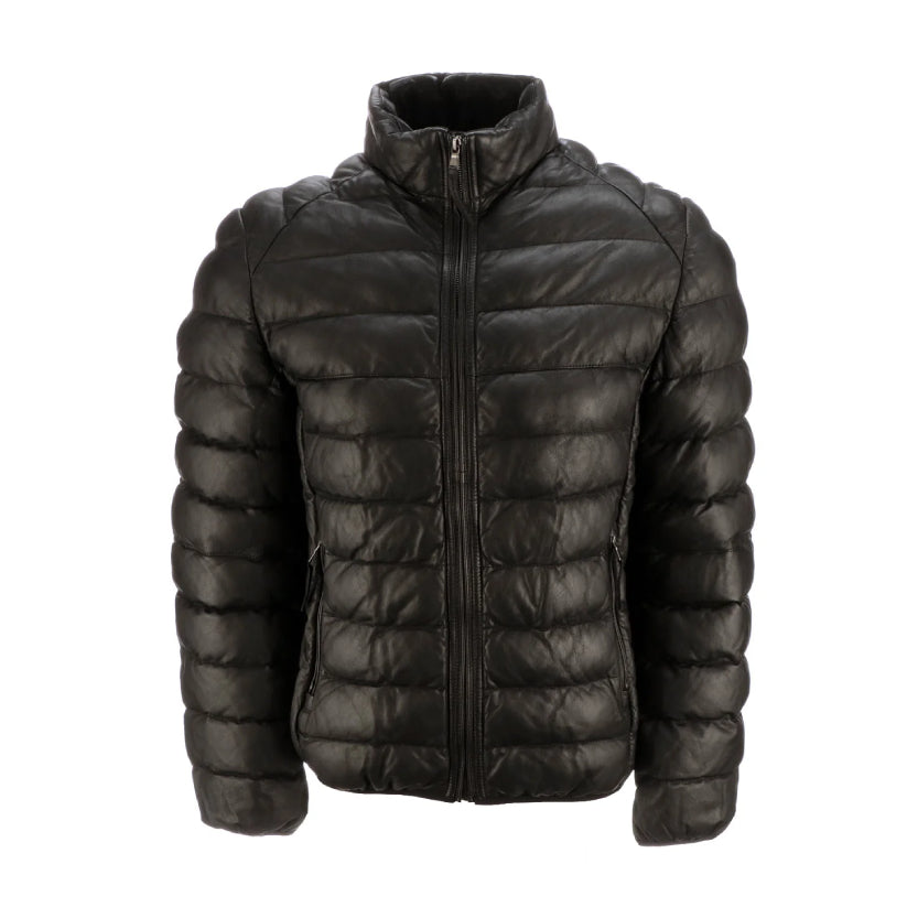 Men's Leather Puffer Jacket